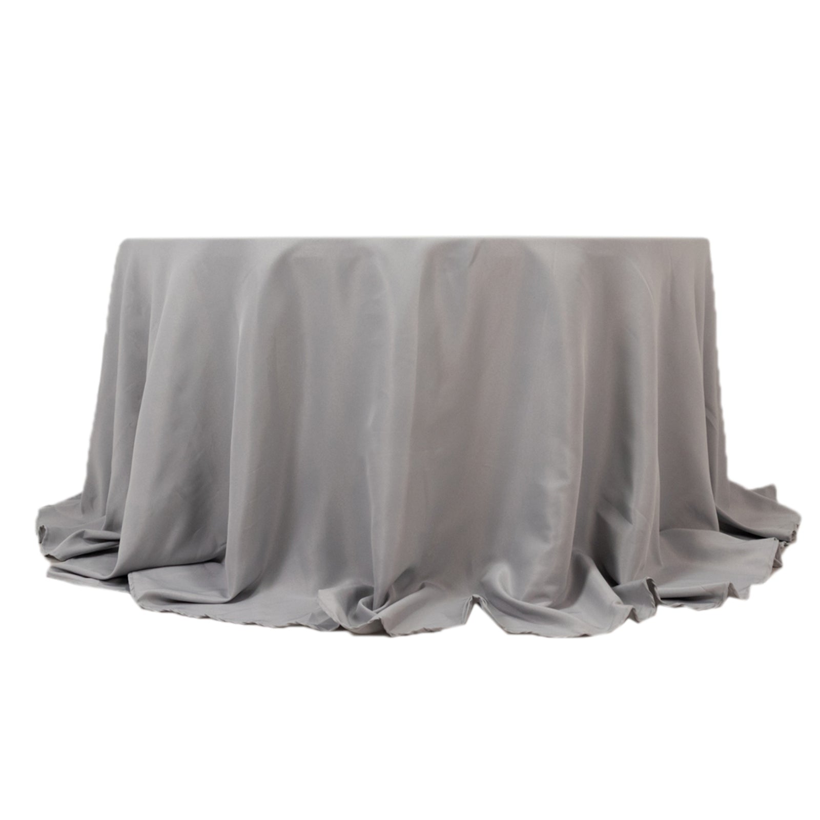 Premium Polyester 132" Round Tablecloth Silver - Seamless 220GSM Wrinkle - Resistant Table Cover - Bell Racket Store