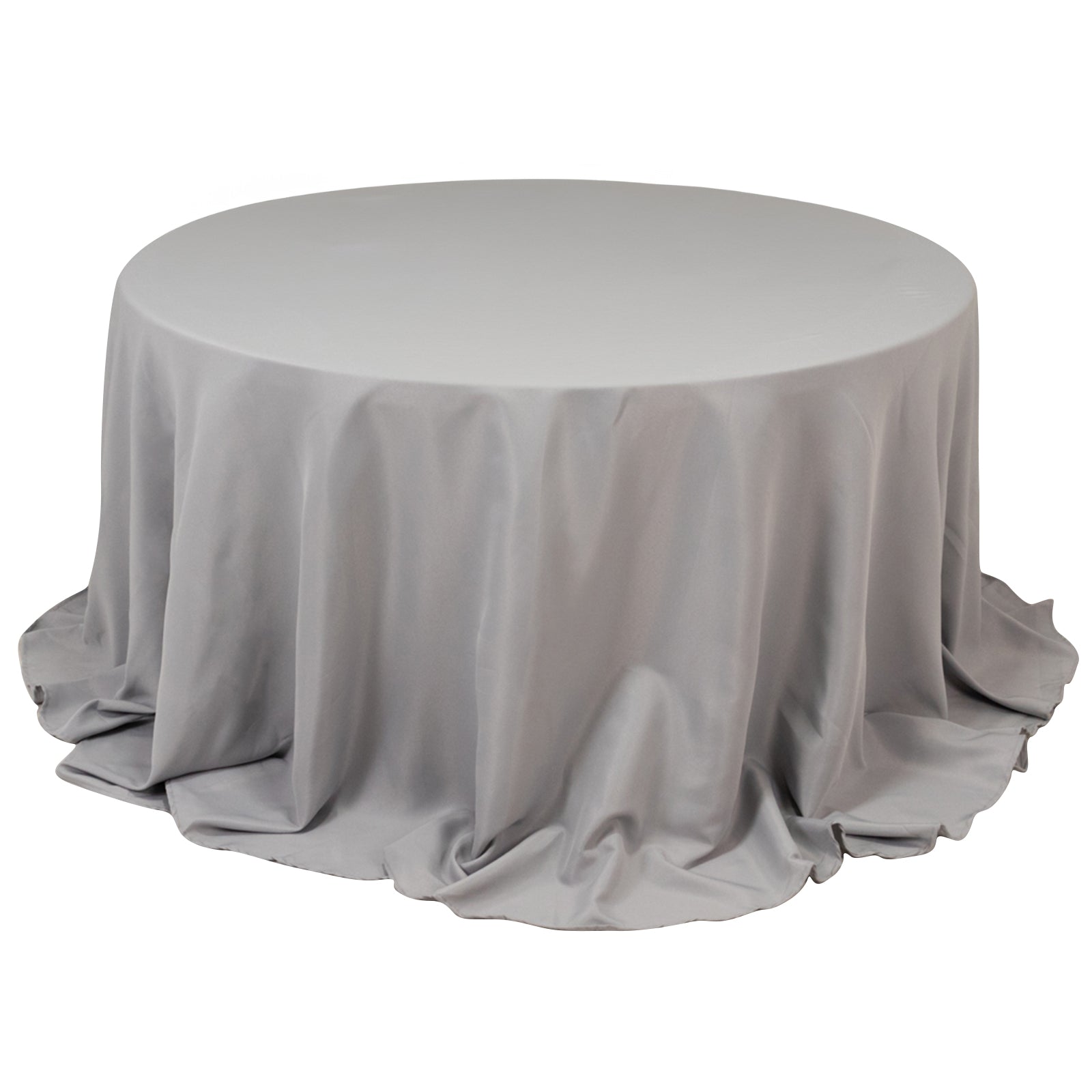 Premium Polyester 132" Round Tablecloth Silver - Seamless 220GSM Wrinkle - Resistant Table Cover - Bell Racket Store