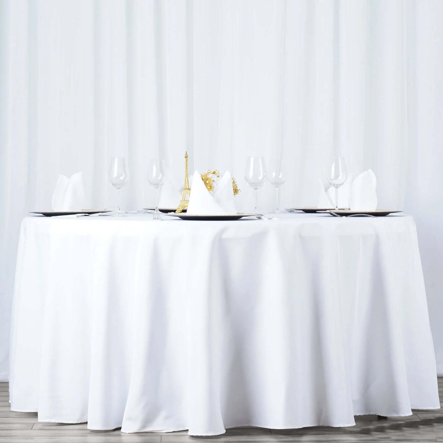 Premium Polyester 132" Round Tablecloth White - Seamless 220GSM Wrinkle - Resistant Design for Upscale Occasions - NestOCart