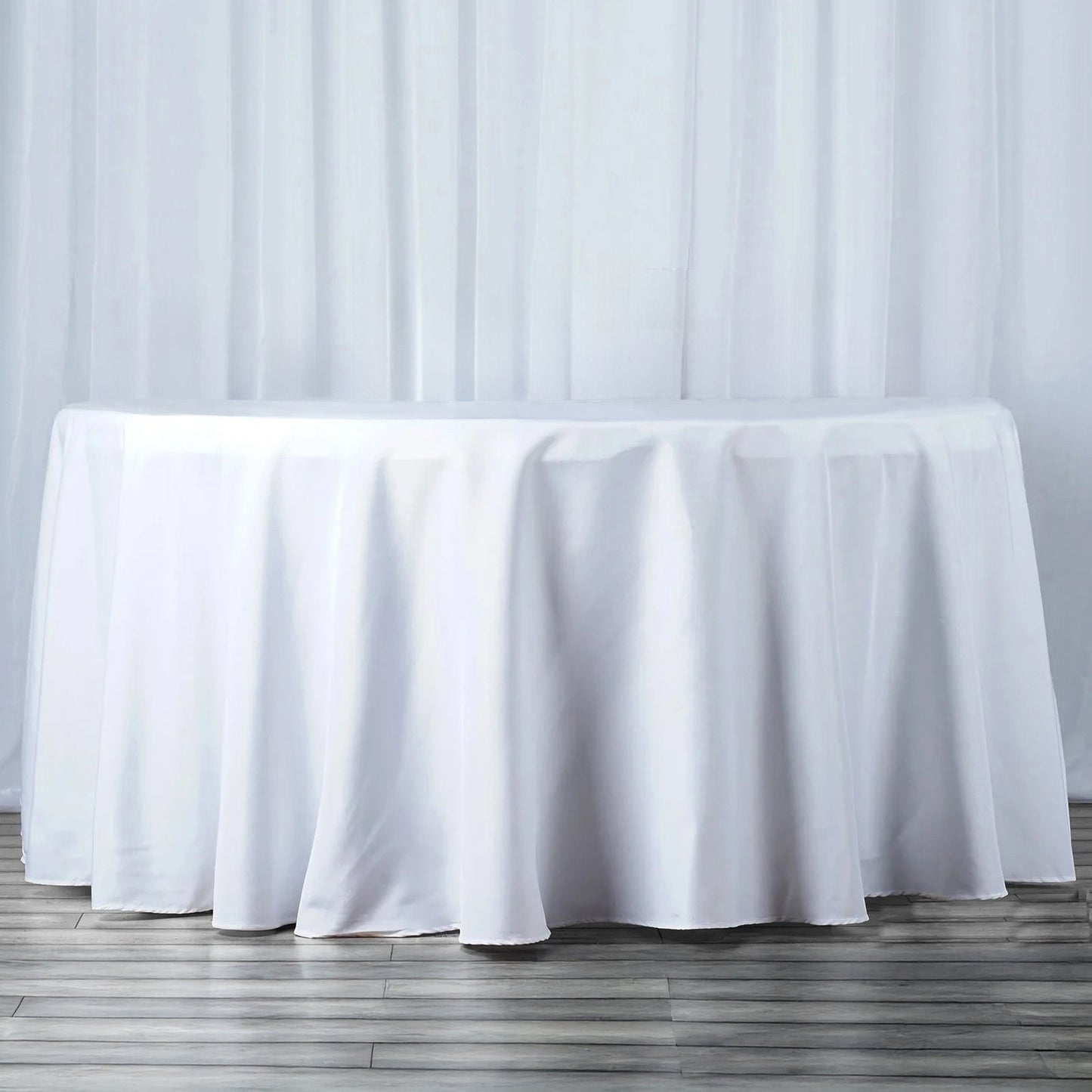 Premium Polyester 132" Round Tablecloth White - Seamless 220GSM Wrinkle - Resistant Design for Upscale Occasions - NestOCart