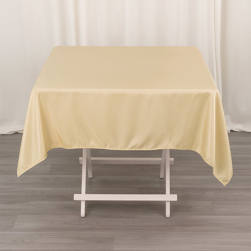 Premium Polyester 54"x54" Square Tablecloth Beige - Stain and Wrinkle - Resistant 220GSM Table Cover - Bell Racket Store
