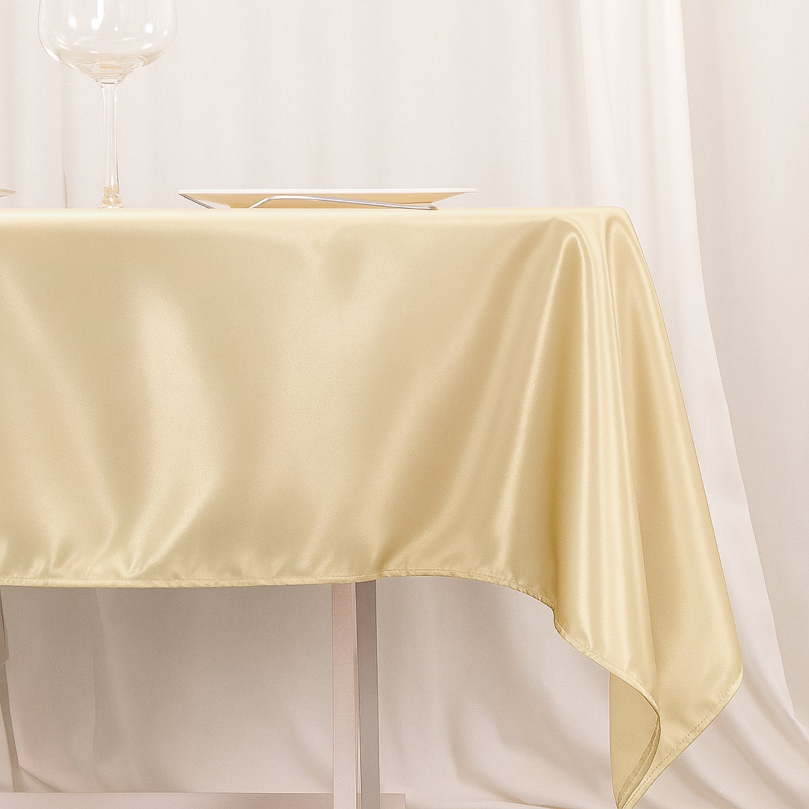 Premium Polyester 54"x54" Square Tablecloth Beige - Stain and Wrinkle - Resistant 220GSM Table Cover - Bell Racket Store