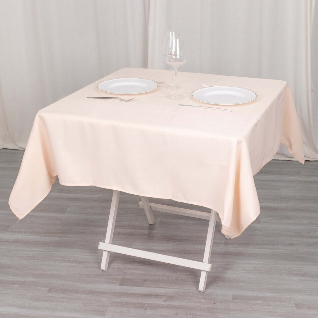 Premium Polyester 54"x54" Square Tablecloth Blush - Stain and Wrinkle - Resistant 220GSM Table Cover - Bell Racket Store
