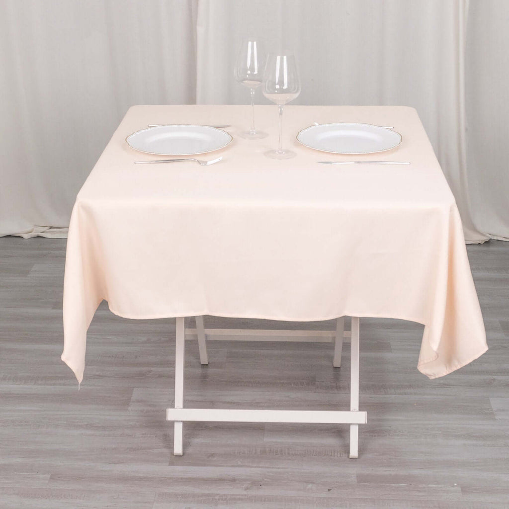 Premium Polyester 54"x54" Square Tablecloth Blush - Stain and Wrinkle - Resistant 220GSM Table Cover - Bell Racket Store