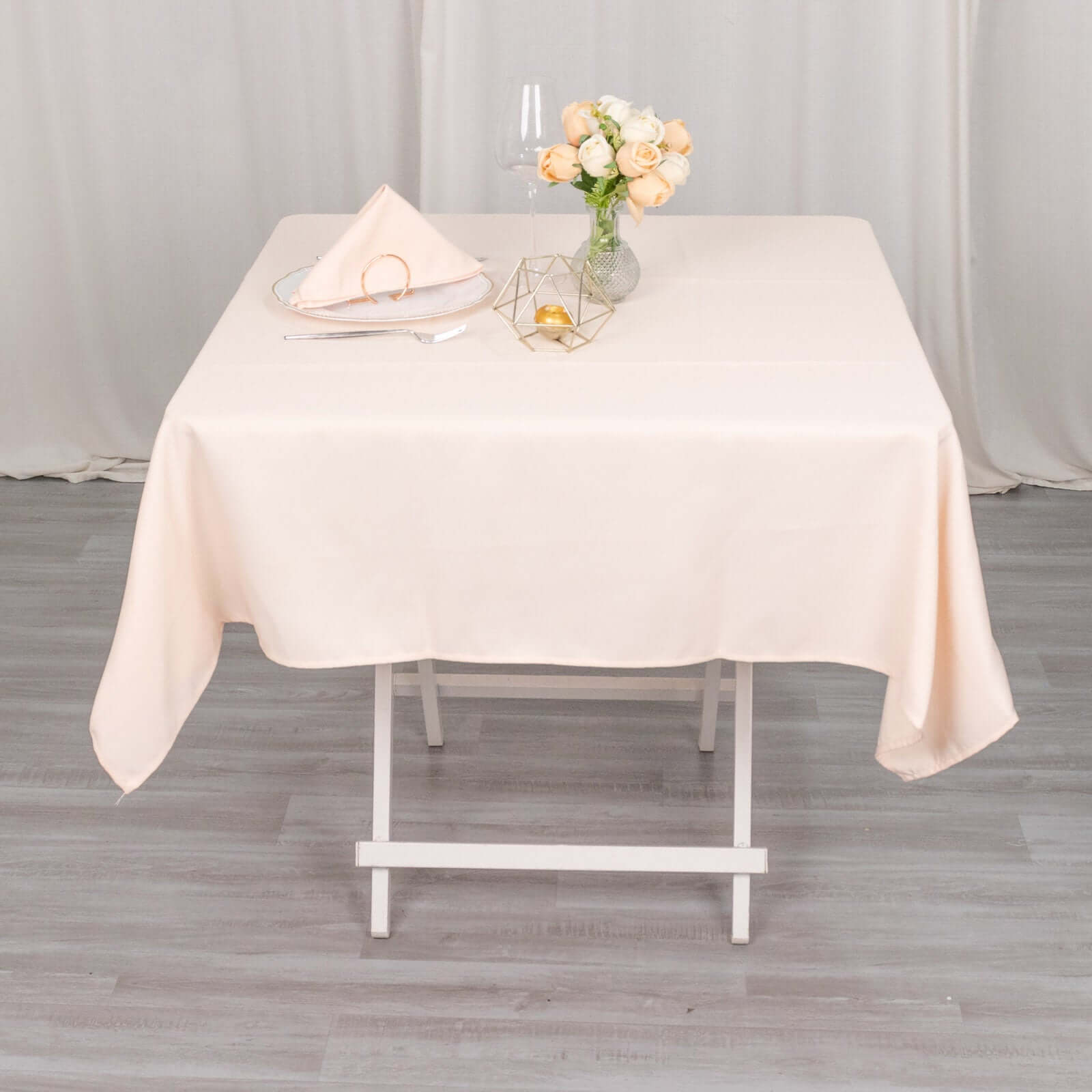 Premium Polyester 54"x54" Square Tablecloth Blush - Stain and Wrinkle - Resistant 220GSM Table Cover - Bell Racket Store