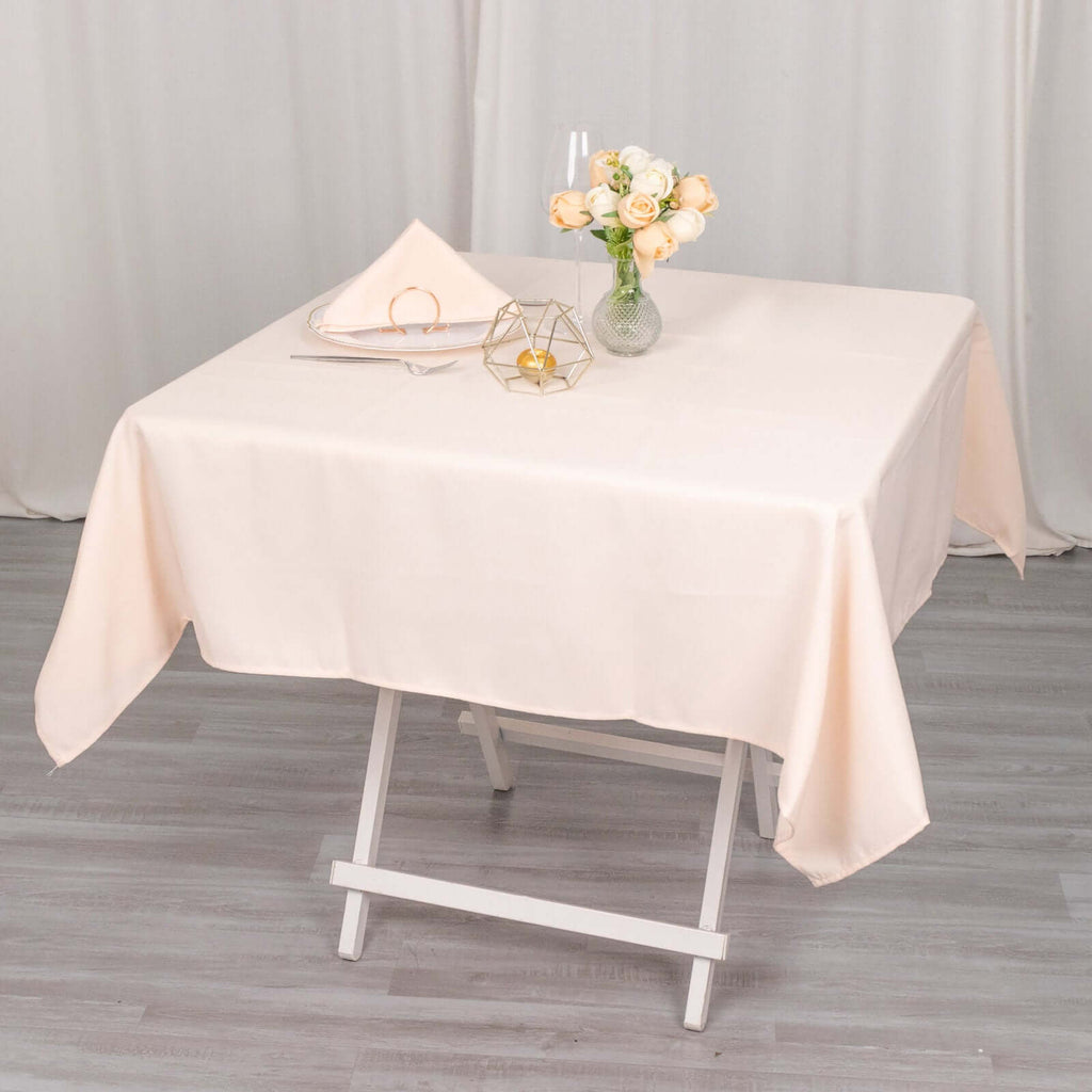 Premium Polyester 54"x54" Square Tablecloth Blush - Stain and Wrinkle - Resistant 220GSM Table Cover - Bell Racket Store