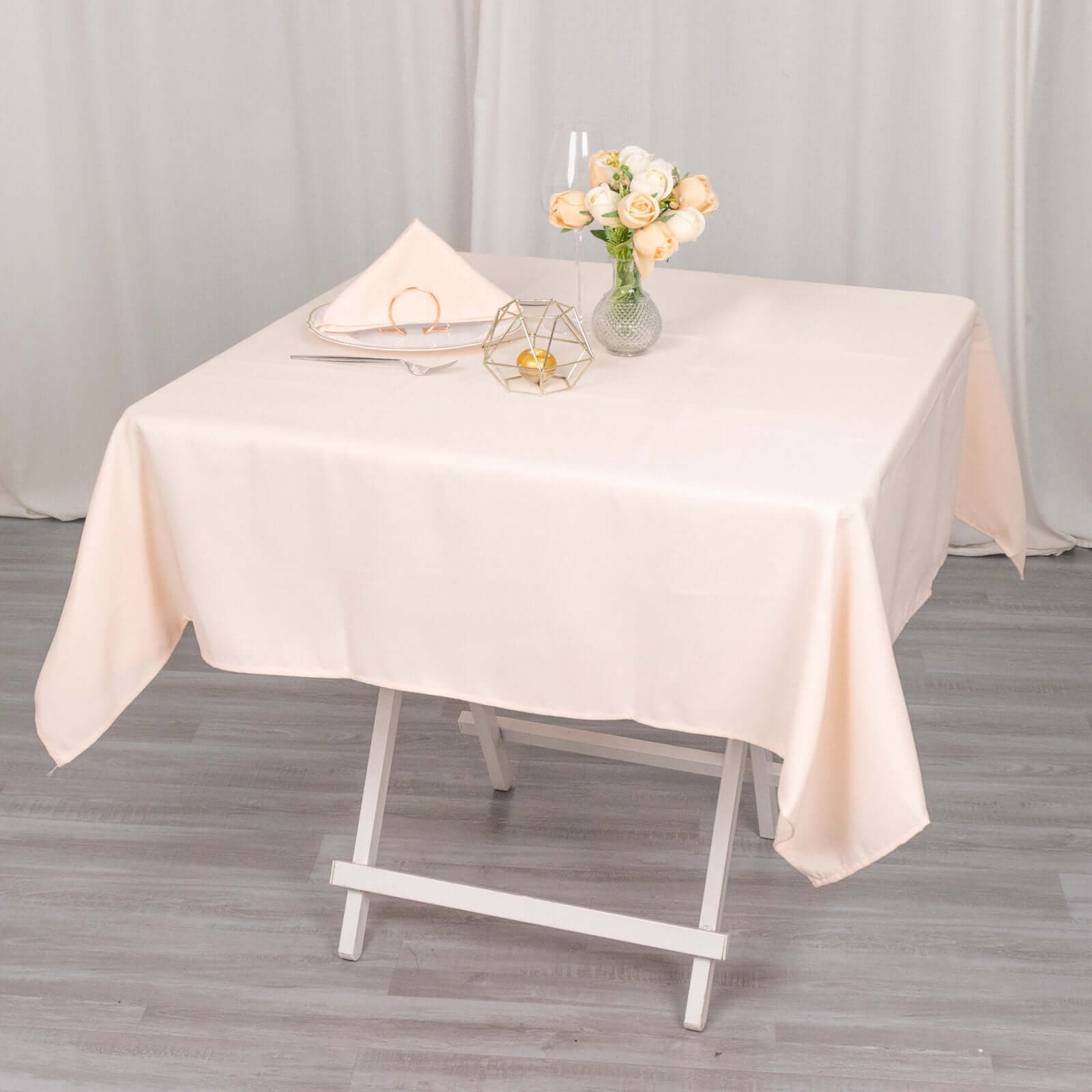 Premium Polyester 54"x54" Square Tablecloth Blush - Stain and Wrinkle - Resistant 220GSM Table Cover - Bell Racket Store
