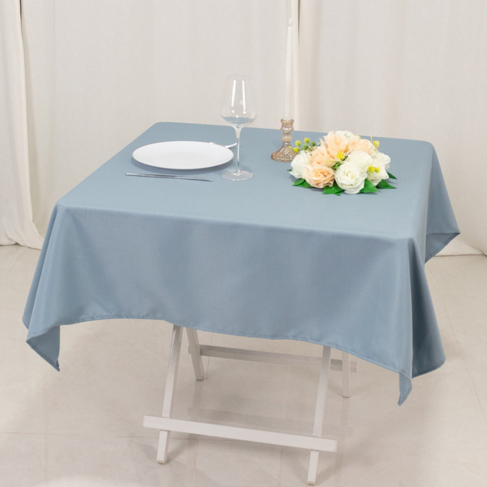 Premium Polyester 54"x54" Square Tablecloth Dusty Blue - Stain and Wrinkle - Resistant 220GSM Table Cover - Bell Racket Store