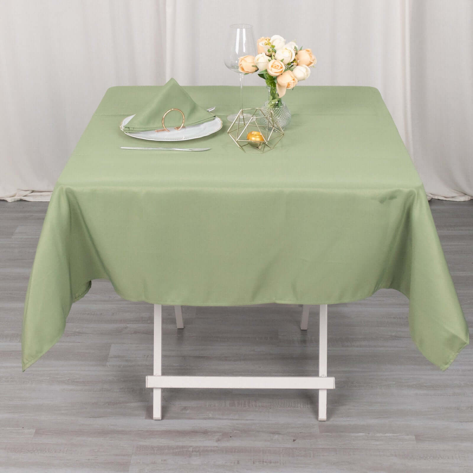 Premium Polyester 54"x54" Square Tablecloth Dusty Sage Green - 220GSM Stain and Wrinkle - Resistant Table Cover - Bell Racket Store