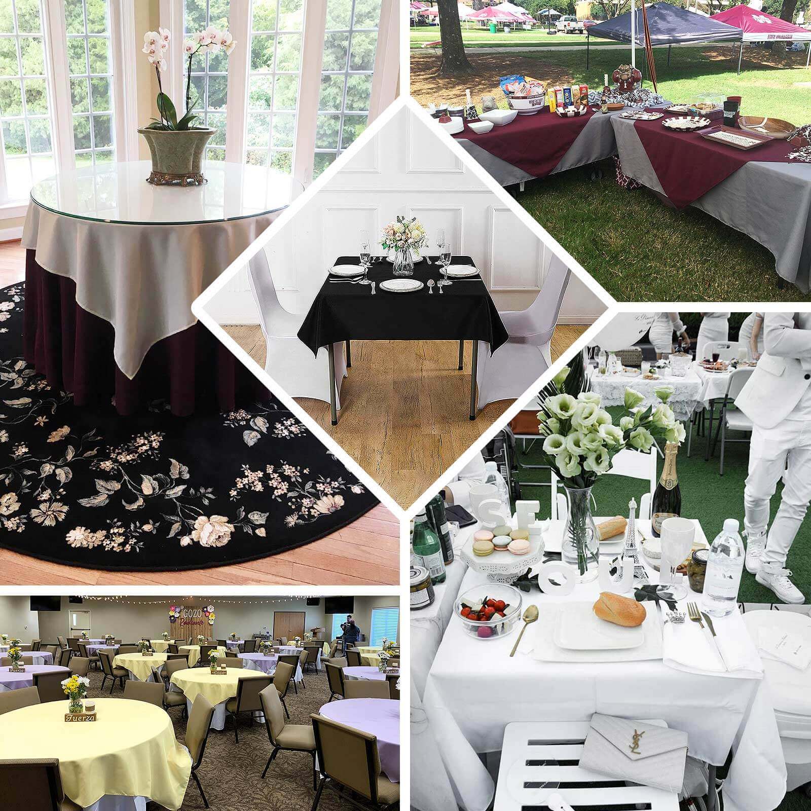 Premium Polyester 54"x54" Square Tablecloth Dusty Sage Green - 220GSM Stain and Wrinkle - Resistant Table Cover - Bell Racket Store