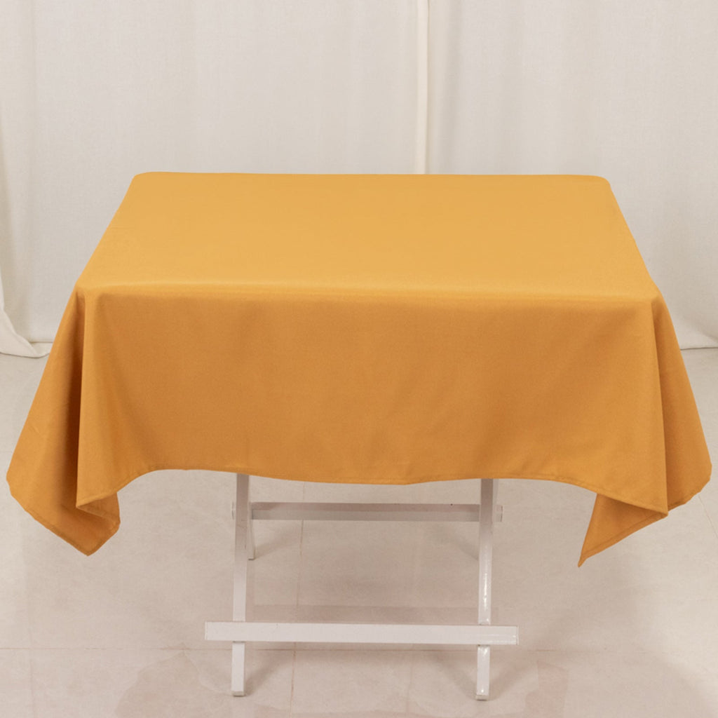 Premium Polyester 54"x54" Square Tablecloth Gold - Stain and Wrinkle - Resistant 220GSM Finish for Weddings & Events - Bell Racket Store
