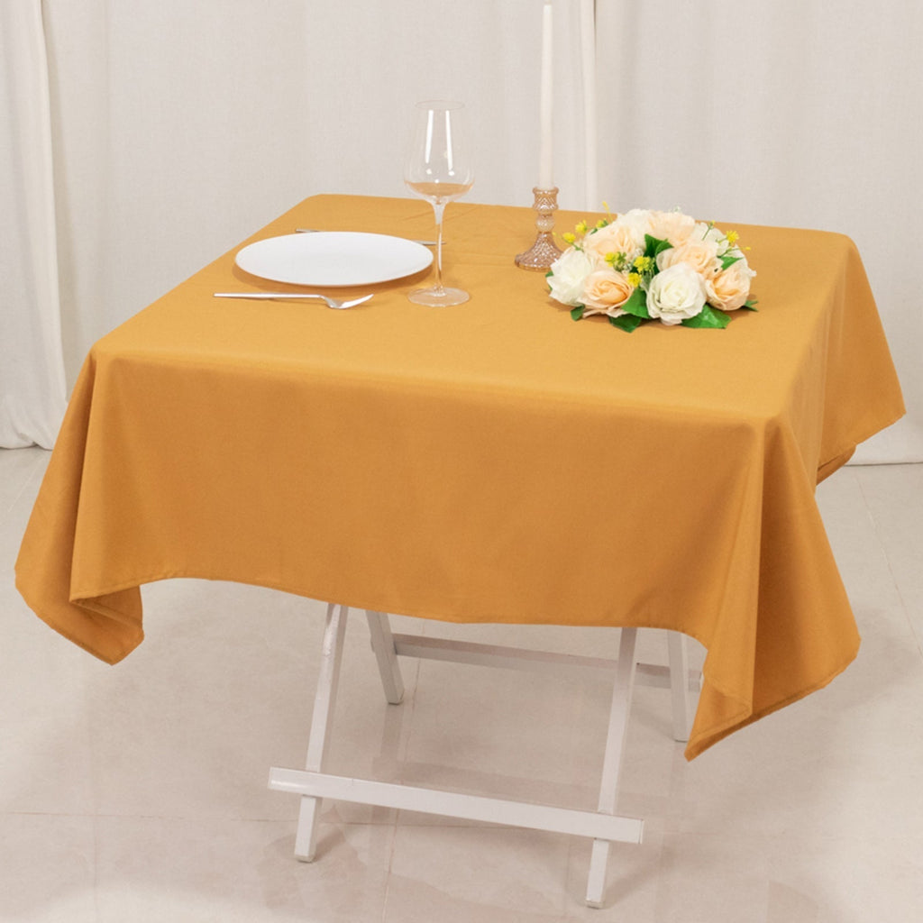 Premium Polyester 54"x54" Square Tablecloth Gold - Stain and Wrinkle - Resistant 220GSM Finish for Weddings & Events - Bell Racket Store