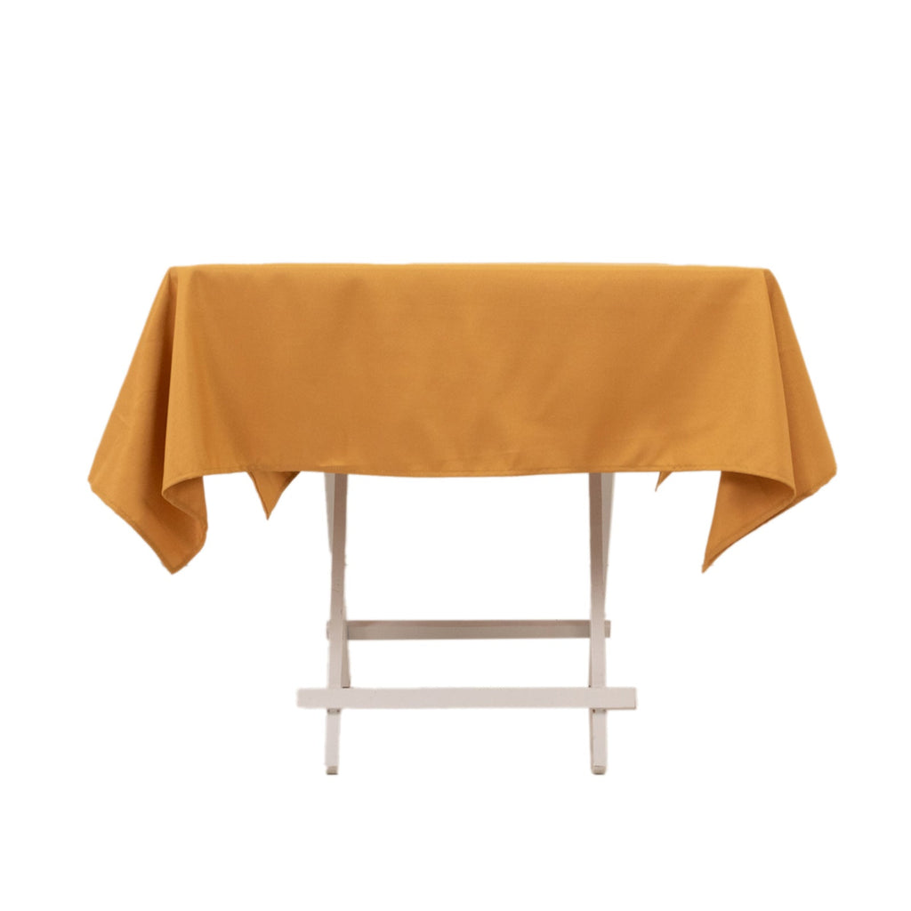 Premium Polyester 54"x54" Square Tablecloth Gold - Stain and Wrinkle - Resistant 220GSM Finish for Weddings & Events - Bell Racket Store