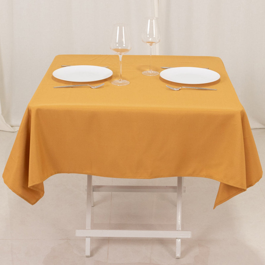 Premium Polyester 54"x54" Square Tablecloth Gold - Stain and Wrinkle - Resistant 220GSM Finish for Weddings & Events - Bell Racket Store