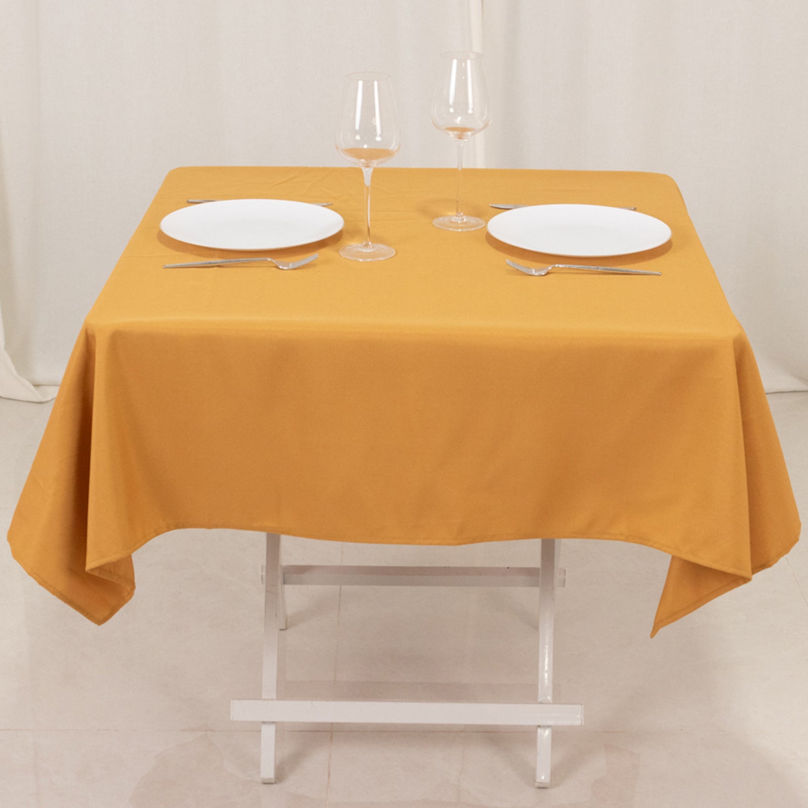 Premium Polyester 54"x54" Square Tablecloth Gold - Stain and Wrinkle - Resistant 220GSM Finish for Weddings & Events - Bell Racket Store