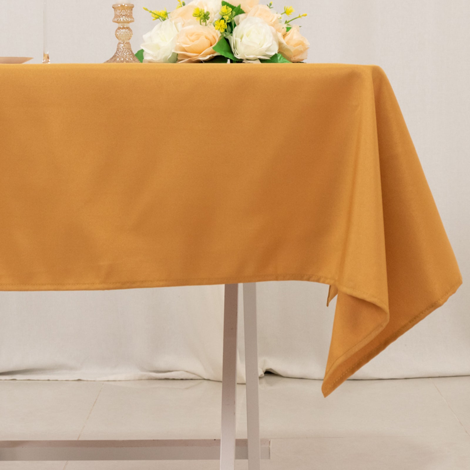 Premium Polyester 54"x54" Square Tablecloth Gold - Stain and Wrinkle - Resistant 220GSM Finish for Weddings & Events - Bell Racket Store