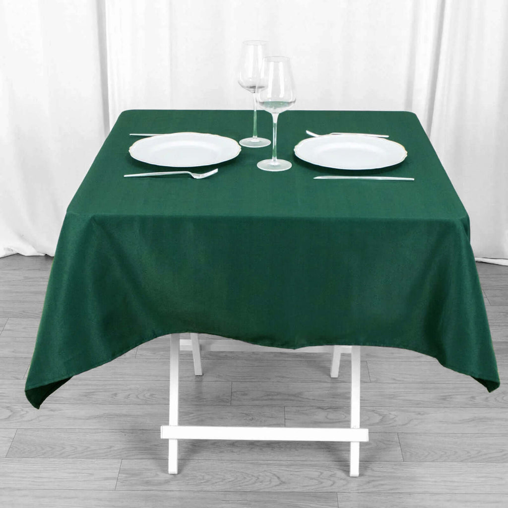 Premium Polyester 54"x54" Square Tablecloth Hunter Emerald Green - 220GSM Stain and Wrinkle - Resistant Table Cover - Bell Racket Store