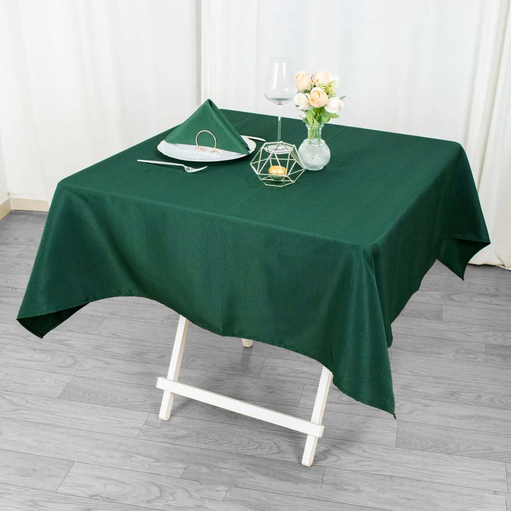 Premium Polyester 54"x54" Square Tablecloth Hunter Emerald Green - 220GSM Stain and Wrinkle - Resistant Table Cover - Bell Racket Store