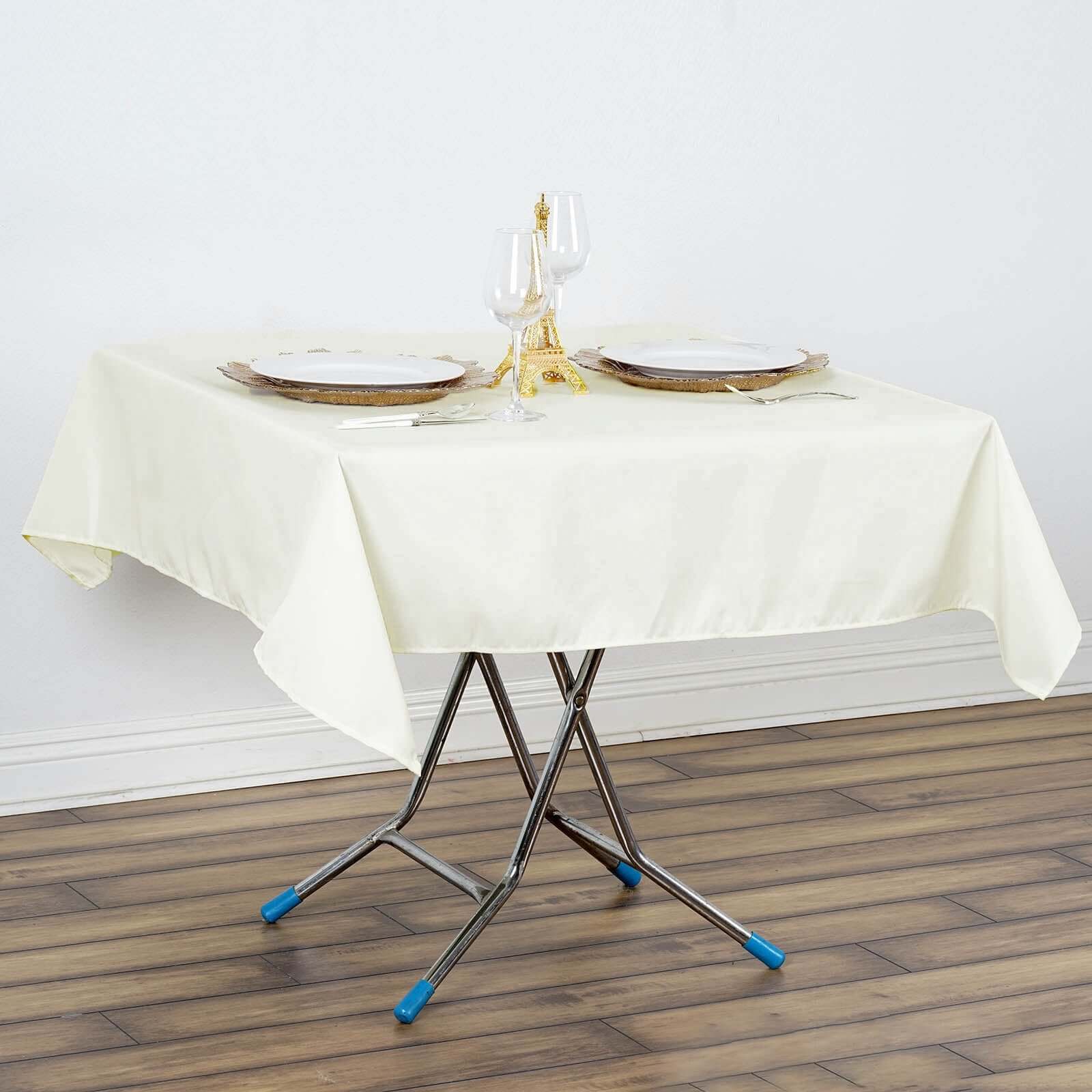 Premium Polyester 54"x54" Square Tablecloth Ivory - Stain and Wrinkle - Resistant 220GSM Table Cover - NestOCart