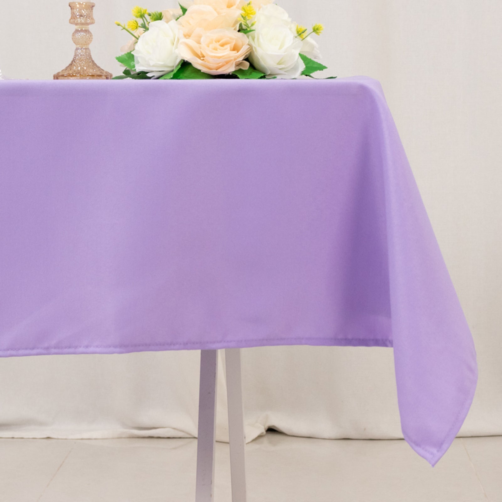 Premium Polyester 54"x54" Square Tablecloth Lavender Lilac - Stain and Wrinkle - Resistant 220GSM Table Cover - Bell Racket Store