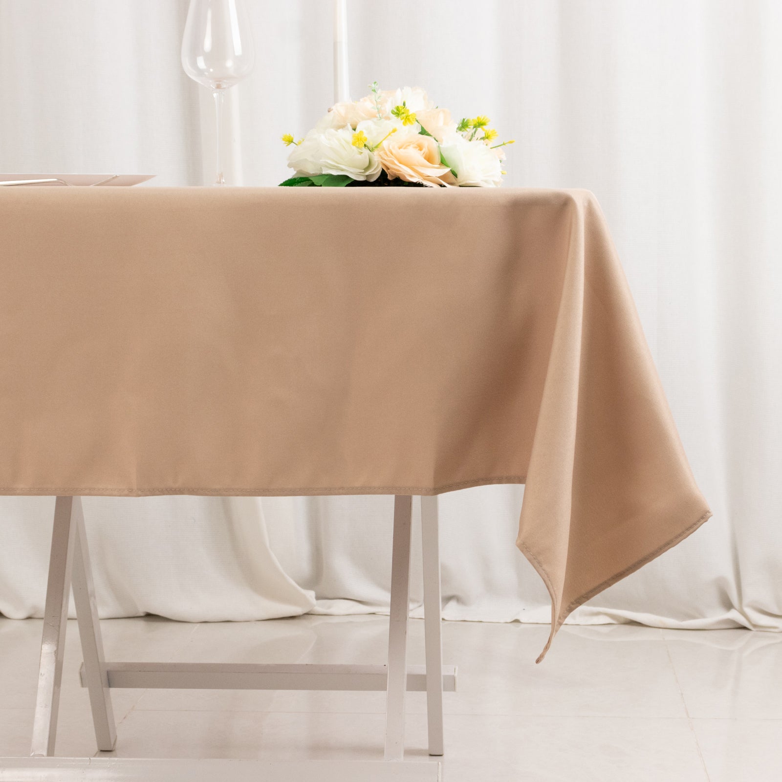 Premium Polyester 54"x54" Square Tablecloth Nude - 220GSM Stain and Wrinkle - Resistant Table Cover - Bell Racket Store