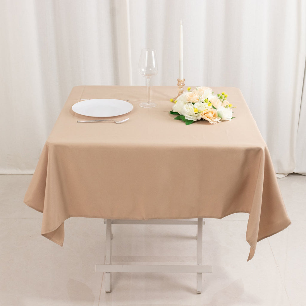 Premium Polyester 54"x54" Square Tablecloth Nude - 220GSM Stain and Wrinkle - Resistant Table Cover - Bell Racket Store