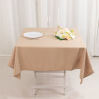 Premium Polyester 54"x54" Square Tablecloth Nude - 220GSM Stain and Wrinkle - Resistant Table Cover - Bell Racket Store