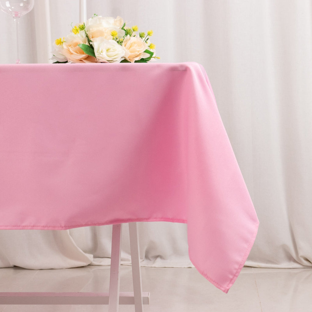 Premium Polyester 54"x54" Square Tablecloth Pink - Stain and Wrinkle - Resistant 220GSM Table Cover - Bell Racket Store