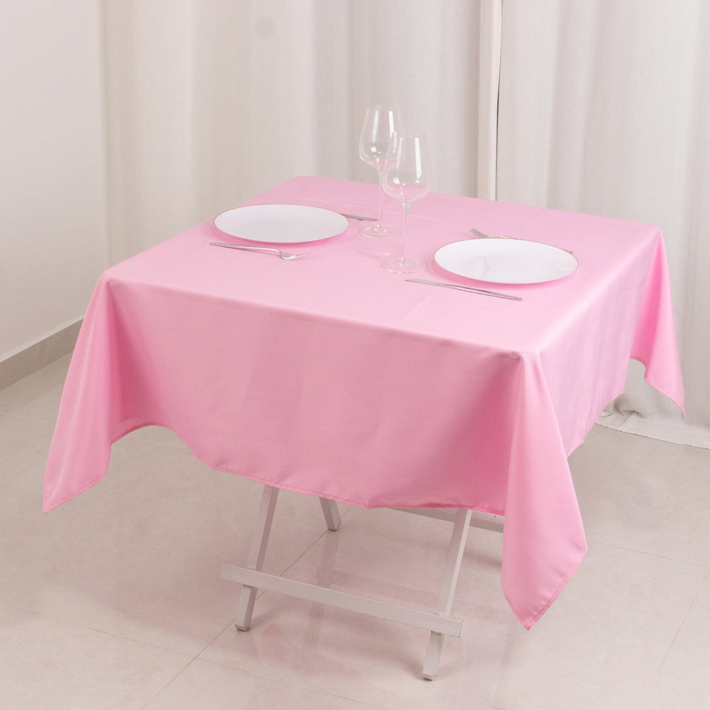 Premium Polyester 54"x54" Square Tablecloth Pink - Stain and Wrinkle - Resistant 220GSM Table Cover - Bell Racket Store