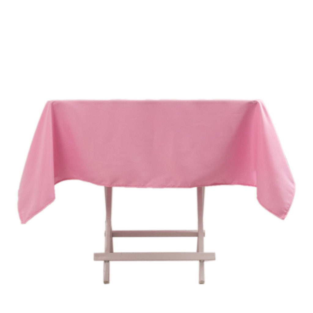 Premium Polyester 54"x54" Square Tablecloth Pink - Stain and Wrinkle - Resistant 220GSM Table Cover - Bell Racket Store