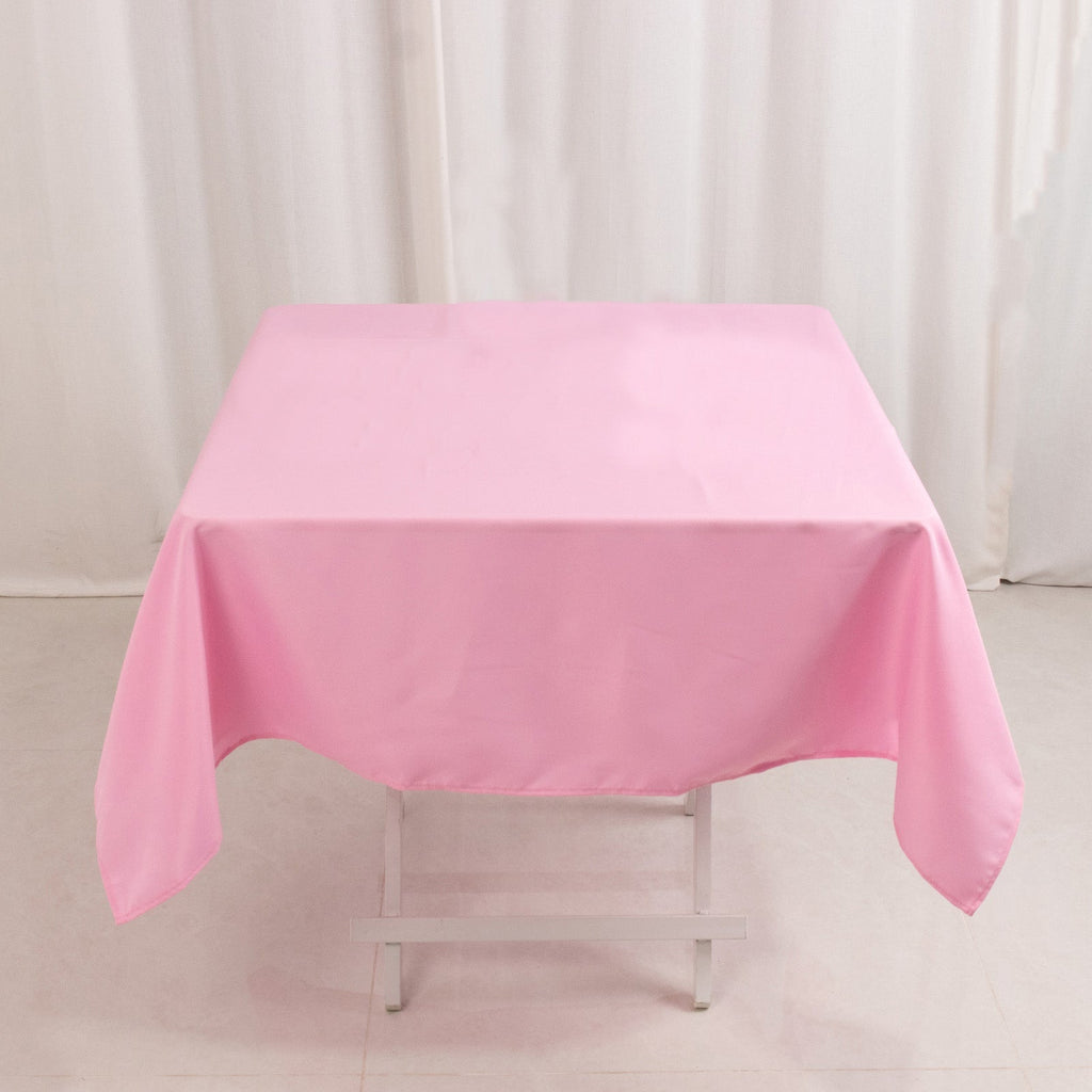 Premium Polyester 54"x54" Square Tablecloth Pink - Stain and Wrinkle - Resistant 220GSM Table Cover - Bell Racket Store