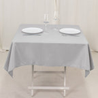 Premium Polyester 54"x54" Square Tablecloth Silver - Stain and Wrinkle - Resistant 220GSM Table Cover - Bell Racket Store