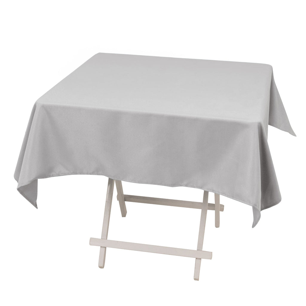 Premium Polyester 54"x54" Square Tablecloth Silver - Stain and Wrinkle - Resistant 220GSM Table Cover - Bell Racket Store