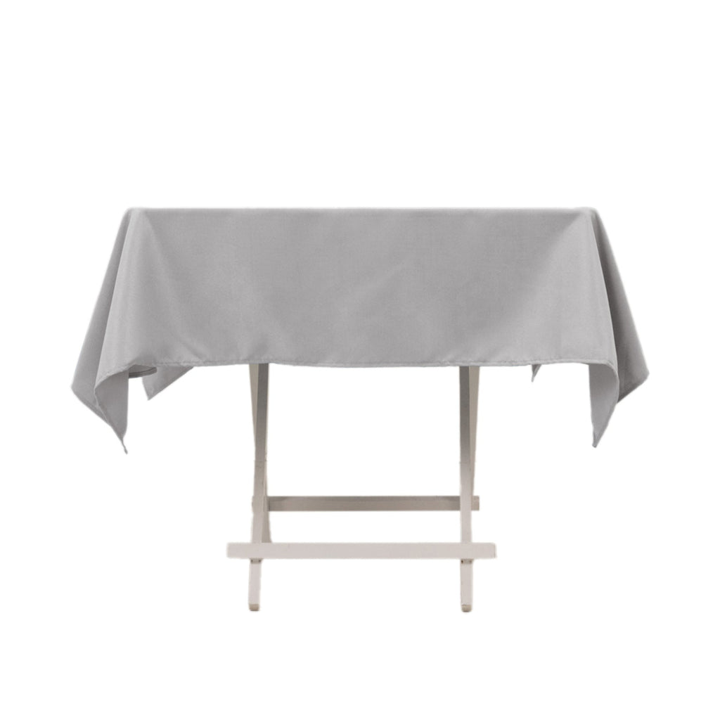 Premium Polyester 54"x54" Square Tablecloth Silver - Stain and Wrinkle - Resistant 220GSM Table Cover - Bell Racket Store