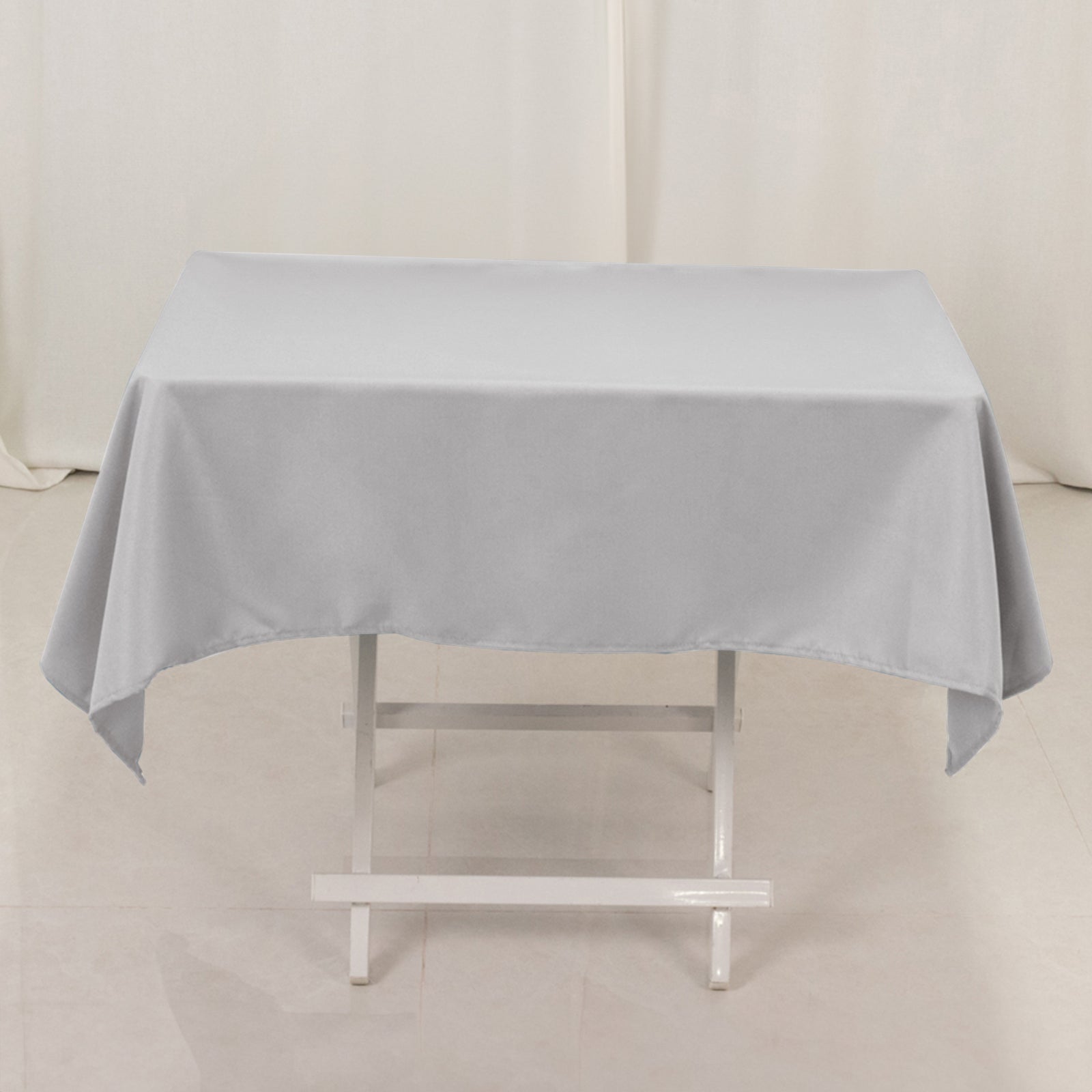 Premium Polyester 54"x54" Square Tablecloth Silver - Stain and Wrinkle - Resistant 220GSM Table Cover - Bell Racket Store