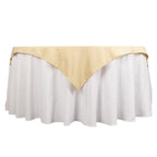 Premium Polyester 54"x54" Table Overlay Square Tablecloth Beige - Stain and Wrinkle - Resistant 220GSM Table Topper - Bell Racket Store