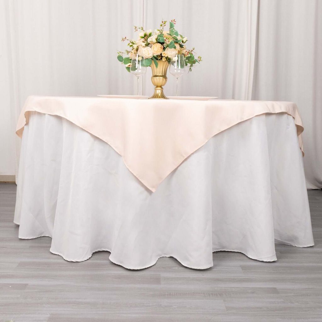 Premium Polyester 54"x54" Table Overlay Square Tablecloth Blush - Stain and Wrinkle - Resistant 220GSM Table Topper - Bell Racket Store