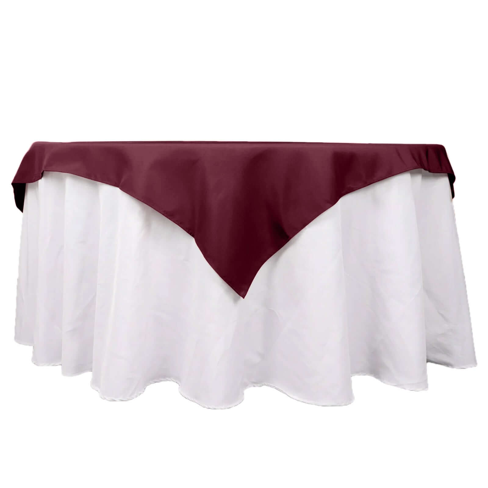 Premium Polyester 54"x54" Table Overlay Square Tablecloth Burgundy - Stain and Wrinkle-Resistant 220GSM Table Topper