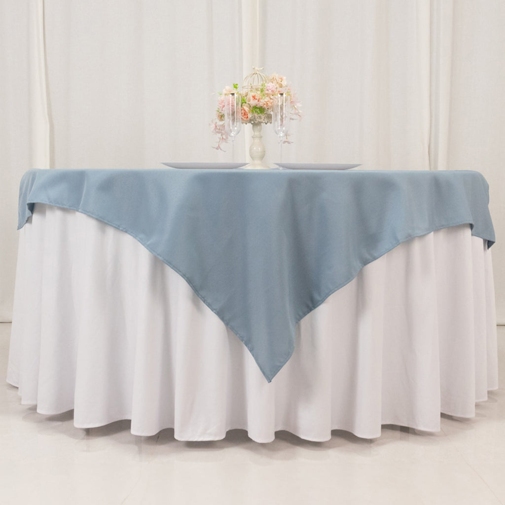 Premium Polyester 54"x54" Table Overlay Square Tablecloth Dusty Blue - Stain and Wrinkle - Resistant 220GSM Table Topper - Bell Racket Store