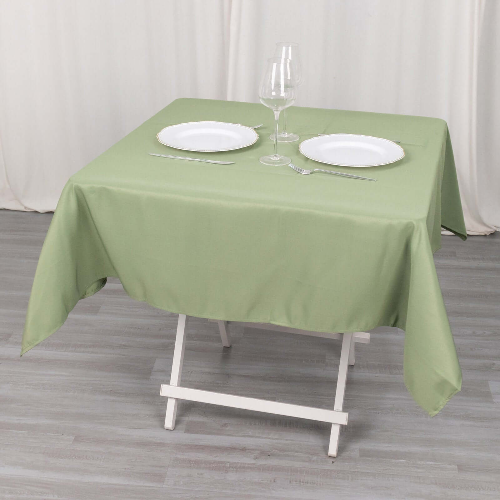 Premium Polyester 54"x54" Table Overlay Square Tablecloth Dusty Sage Green - 220GSM Stain and Wrinkle - Resistant Table Topper - Bell Racket Store