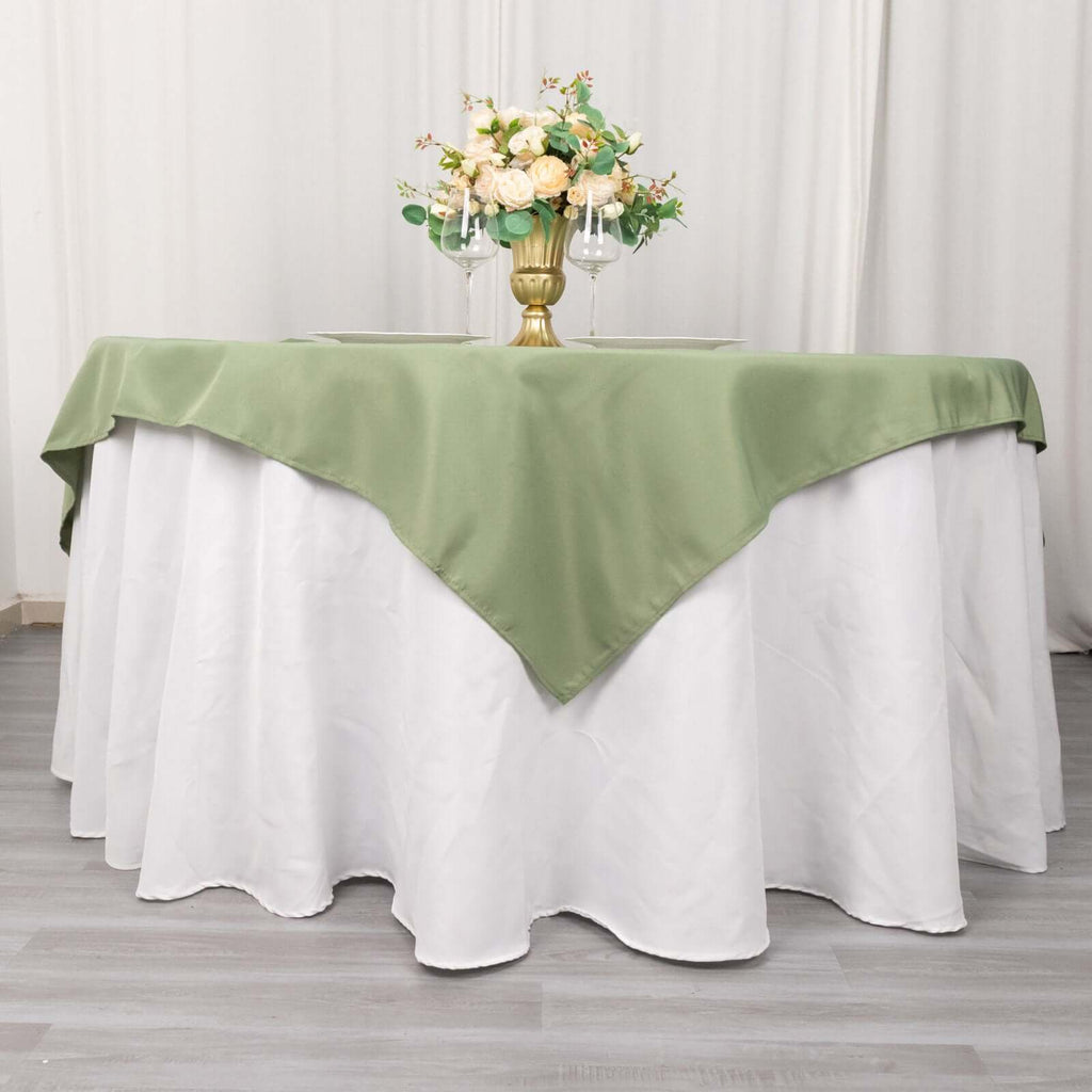 Premium Polyester 54"x54" Table Overlay Square Tablecloth Dusty Sage Green - 220GSM Stain and Wrinkle - Resistant Table Topper - Bell Racket Store