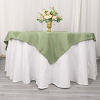 Premium Polyester 54"x54" Table Overlay Square Tablecloth Dusty Sage Green - 220GSM Stain and Wrinkle - Resistant Table Topper - Bell Racket Store