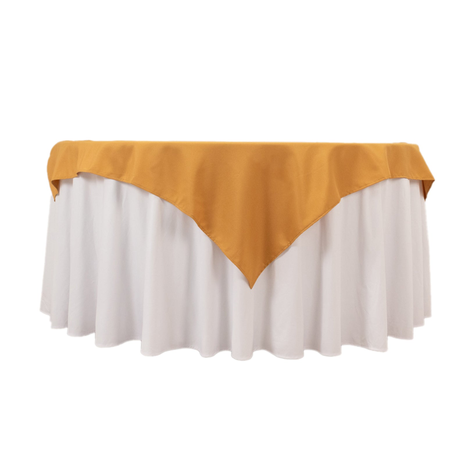 Premium Polyester 54"x54" Table Overlay Square Tablecloth Gold - Stain and Wrinkle - Resistant 220GSM Finish for Weddings & Events - Bell Racket Store