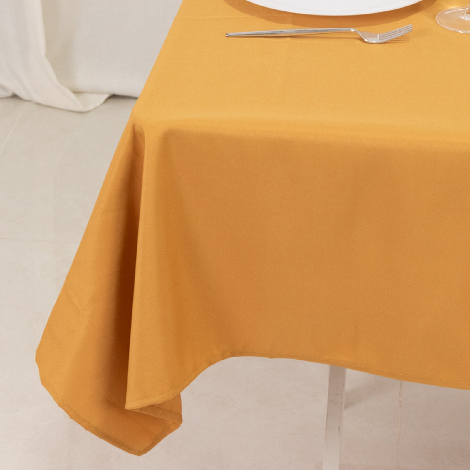 Premium Polyester 54"x54" Table Overlay Square Tablecloth Gold - Stain and Wrinkle - Resistant 220GSM Finish for Weddings & Events - Bell Racket Store