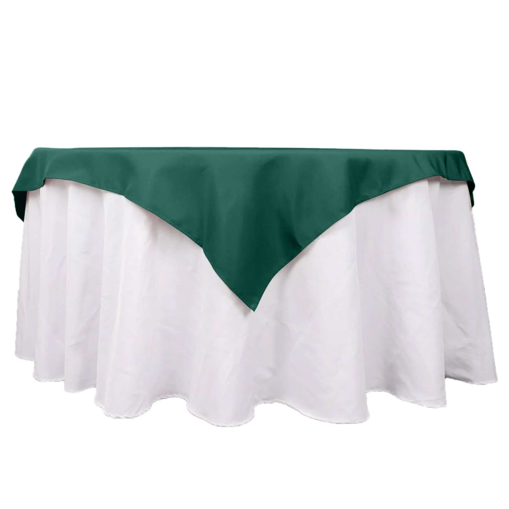 Premium Polyester 54"x54" Table Overlay Square Tablecloth Hunter Emerald Green - 220GSM Stain and Wrinkle - Resistant Table Topper - Bell Racket Store