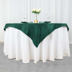 Premium Polyester 54"x54" Table Overlay Square Tablecloth Hunter Emerald Green - 220GSM Stain and Wrinkle - Resistant Table Topper - Bell Racket Store