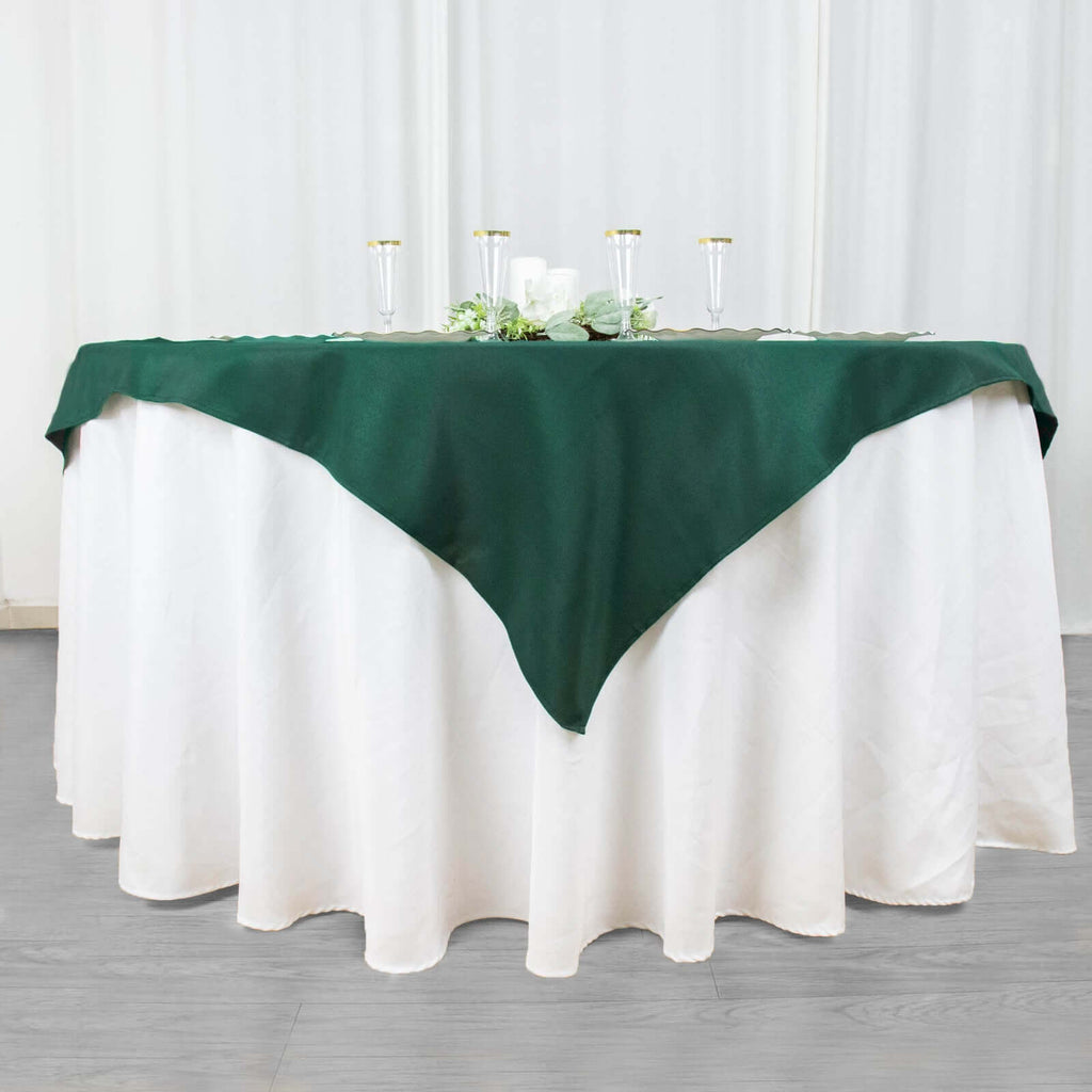Premium Polyester 54"x54" Table Overlay Square Tablecloth Hunter Emerald Green - 220GSM Stain and Wrinkle - Resistant Table Topper - Bell Racket Store