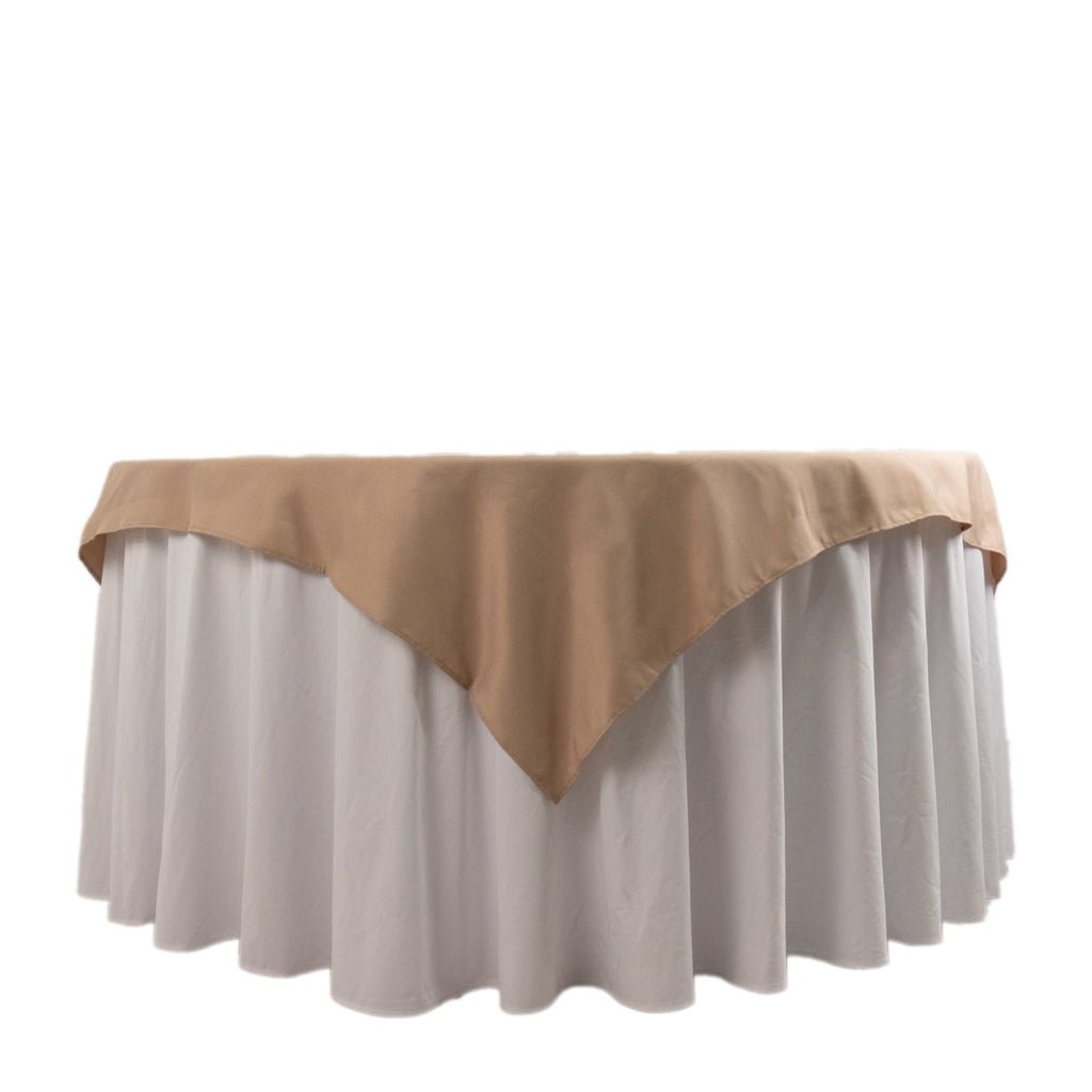 Premium Polyester 54"x54" Table Overlay Square Tablecloth Nude - 220GSM Stain and Wrinkle - Resistant Table Topper - Bell Racket Store