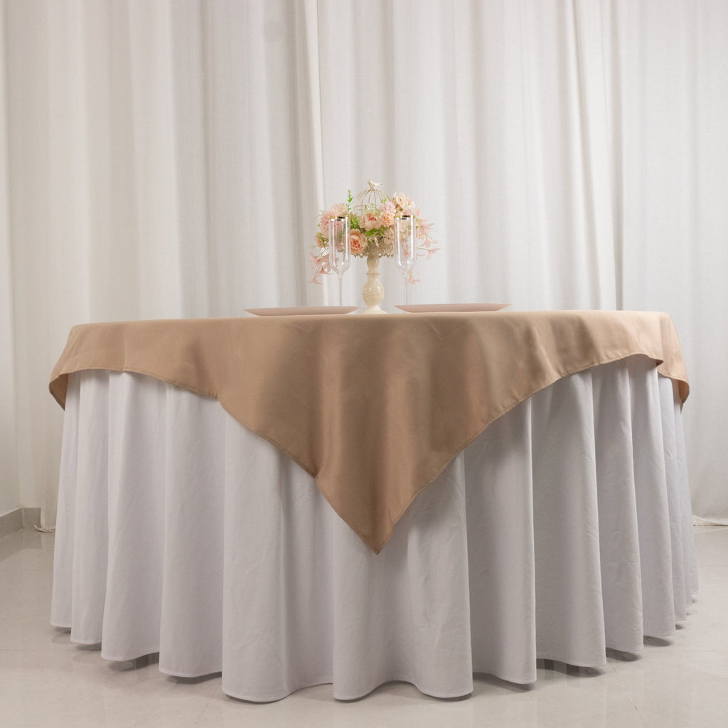 Premium Polyester 54"x54" Table Overlay Square Tablecloth Nude - 220GSM Stain and Wrinkle - Resistant Table Topper - Bell Racket Store