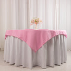 Premium Polyester 54"x54" Table Overlay Square Tablecloth Pink - Stain and Wrinkle - Resistant 220GSM Table Topper - Bell Racket Store